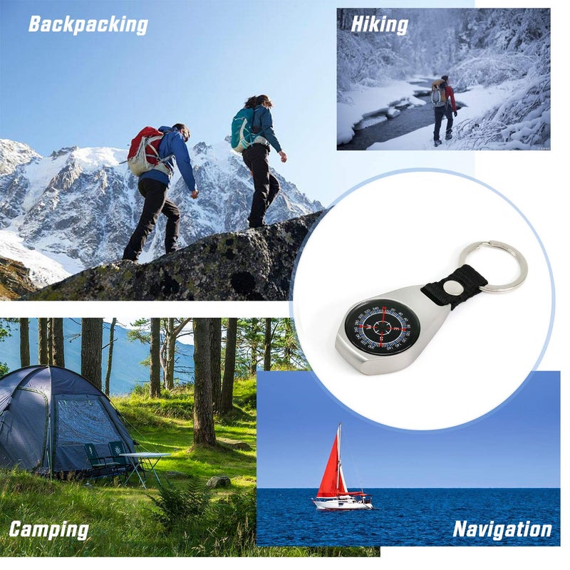 VTEAS 2 Pack Style Key Ring Compass | Keychain Military Magnetic Compass | Waterproof/Shockproof | Mini Metal Keychain Compass | Survival Gear Compass for Kids Hiking, Camping, Motoring, Outdoor - Image 4
